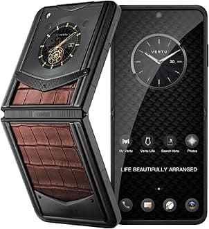 VERTU IRONFLIP Alligator Skin Flip Cell Phone, Unlocked Android 5G Smartphone, One-Hand Control, 50MP Camera, 12G +512G, Dual SIM, 6.9" 120Hz OLED Display, 65W Fast Charge (Amber Brown)