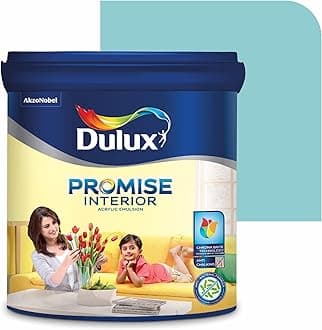 Dulux Promise Interior Emulsion Paint (10L, Bonar Blue) | Wall paint with Chroma Brite Technology for brighter longer-lasting colors | Rich Finish | Anti-chalk | Water-based | 3-year warranty