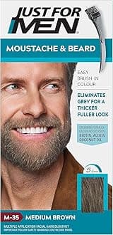 Moustache & Beard Medium Brown Dye, Eliminates Grey for a Thicker & Fuller Look M35