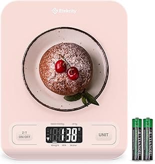Food Kitchen Scale, Digital Grams and Ounces for Weight Loss, Baking, Cooking, Keto and Meal Prep, LCD Display, Medium, Pink