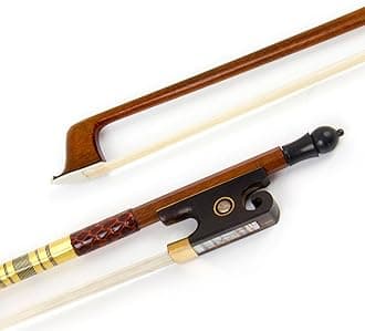 Violin Bow 4/4, Fiddle Imitation Pernambuco Round Stick OX Horn Frog Horse Hair for Violin Parts Beginner Practice