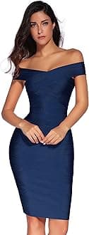 Women's Rayon Off Shoulder Bandage Bodycon Party Dress