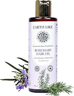 Earth Like Natural Rosemary Hair Oil for Hair Growth & Strong Roots | Herbal Scalp Nourishment with Rosemary Extract | Paraben & Sulfate Free Hair Oil for Soft, Smooth & Shiny Hair – 100ml
