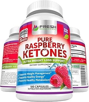 FRESH HEALTHCARE Pure 100% Raspberry Ketones Max 1000mg Per Serving - 3 Month Supply Non GMO - Advanced Weight Loss Support - 180 Capsules