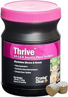 CrystalClear Thrive Aquatic Pond Plant Food, Fish Safe Water Garden Fertilizer, Nutrients Boost Lily & Lotus Flower Bloom & Root Growth, 30 Tablets