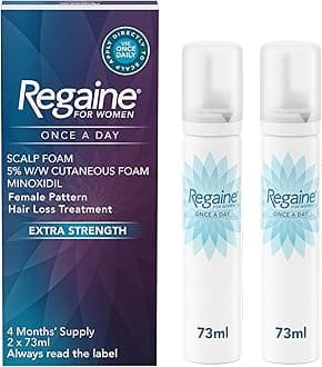 for Women 5% Minoxidil Extra Strength Scalp Foam for Hair Regrowth (2x 73ml), Scientifically Proven to Help Stop and Reverse Hereditary Female Hair Loss, Revitalise Hair Follicles