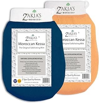 Zakia's Korean Exfoliating Glove - Value Pack - Rough and Smooth - Remove dead skin, dirt and grime - great for self-tanning
