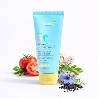 100% Mineral Sunscreen SPF 50 PA++++ | INVITRO Tested Zinc & Titanium Dioxide | Tomato & Jeju extract, Red Algae | Broad Spectrum UVA/B | No White Cast, Matte Finish | Normal, Oily, Dry Skin Types | 50g