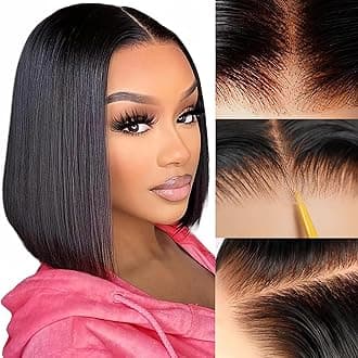 ZHENGON Bob Glueless Wigs Human Hair Pre Plucked Pre Cut 6x4 HD Transparent Lace Front Wigs Human Hair 150% Density Wear and Go Short Straight Wigs for Black Women No Glue Lace Closure Wigs 12 Inch