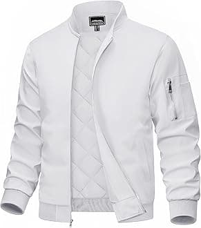 Men's Bomber Jacket Casual Windproof Quilted Jacket Full Zip Windbreaker Winter Warm Varsity Jacket with Pockets