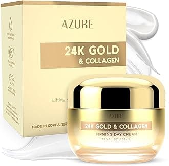 AZURE 24K Gold & Collagen Firming Day Cream - Moisturizing, Illuminating & Lifting | Reduces Wrinkles & Fine Lines | Anti Aging & Toning | Made in Korea - 50mL