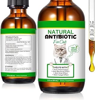 Antibiotics for Cats, 2 Oz Natural Cat Antibiotics Supports for UTI Cat Immune Support, Cat Multivitamin, Cat Itch Relief, Cat Allergy Support, Chicken Flavor, GOLD