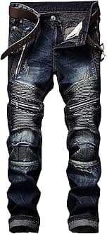 qcdyrxfMen's Jeans Slim Fit Stretch Skinny Ripped Jeans for Men Stacked Distressed Straight Pants