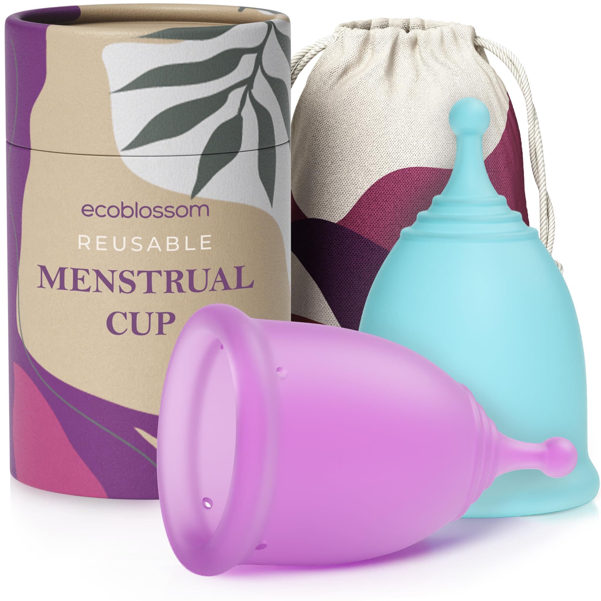 Reusable Leak-Proof Menstrual Cups - Medical-Grade Silicone, Sustainable, Eco-Friendly Leak-Free Period Protection for Up to 12 Hours. Pack of 1 Small and 1 Large Menstrual Cups