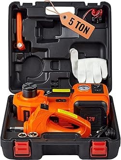 VEVOR 5T 12V DC Electric Hydraulic Car Jack Automatic Lift 155-450mm Lifting Jack with Impact Wrench LED Lamp Tyre Inflator for Road Road Tire Changer SUV Hatchback