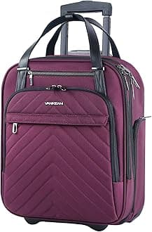 Carry On Underseat 16-inch Multi-functional Underseater Lightweight Overnight Suitcase with Wheels, Roller Case for Men Women Travel Business, Burgundy