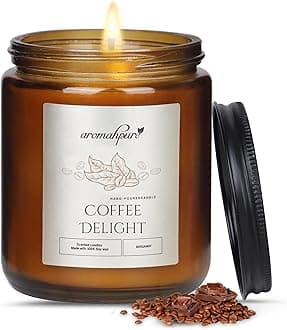 Premium Black Screw Jar Candle | Coffee Scented Candle | 100% Soy Wax, Smokeless Candle | Pack of 1 | Long Lasting Aroma Candles| Scented Candles for Home Decor, IFRA Certified