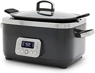 Elite 8-in-1 Programmable 6QT Electric Slow Cooker, Dishwasher Safe Lid & Removable Crock, PFAS-Free Healthy Ceramic Nonstick Multi-Cooker, Sear,Sauté/Brown,Steam Basket,Roast, Graphite