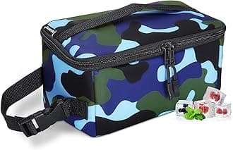 Cerbonny Small Lunch Box for Kids/Adult, Mini Cooler Bag with Buckle Handle, Insulated Cooler Bag for Work/School Travel, Camo