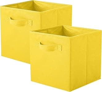 Storage Bins, Foldable Fabric Storage Cubes and Cloth Storage Organizer Drawer for Closet and Toys Storage, 2 Pack (Yellow)