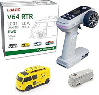 LDARC 1:64 Scale Mini RC Sports Car 2.4Ghz Ideal for Racing Enthusiasts, Racing Remote Contrl Car Model with RGB Lights Comes with DIY Interchangeable Body Case(Yellow)