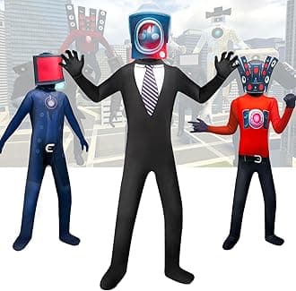 Costume Boys, Tv Man Costume Kids, Toilet Titan, Tvman, Cameraman, Bodysuit Game, Horror Game Cosplay Fancy Dress up with mask for Halloween Christmas, Carnival