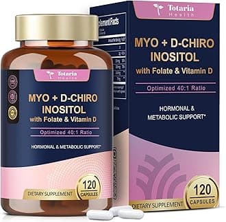 Totaria Myo-Inositol & D-Chiro Inositol Supplement Capules 3075mg, Plus Multivitamin Vitamin D3, Folate, Ideal 40:1 Ratio - Hormonal Balance for Women & Ovarian* Support | Vegan, Non GMO - 120 Caps