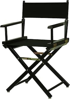 Casual Home Director's Chair,Black Frame/Black Canvas,18" - Classic Height