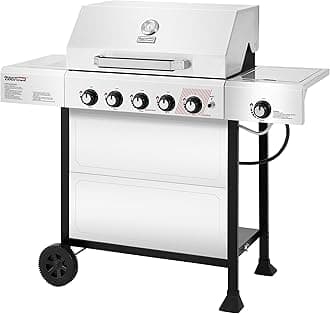 Royal Gourmet GA5401T 5 Burner Propane Barbecue with Burner and Side Burner, Stainless Steel Gas BBQ Grill for Outdoor, Patio, Garden, Picnic, Backyard, Kitchen, 64,000