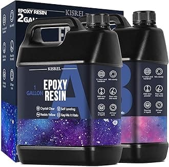 - KISREL Epoxy Resin 2Gallon - Crystal Clear Epoxy Resin Kit - No Yellowing No Bubble Art Resin Casting Resin for Art Crafts, Jewelry Making, Wood & Molds(1 Gallon x 2)