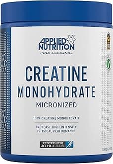 Applied Nutrition Creatine Monohydrate Powder 500g – 100% Micronized Creatine – 5g per Serving – Unflavoured – Supports High-Intensity Performance – 100 Servings