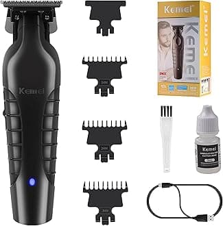 Kemei 2299 Professional Hair/Beard Trimmer for Men Zero Gapped Hair Clippers for Barber with T Blade, Cordless Rechargeable