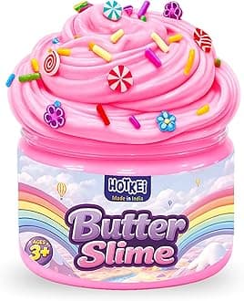 Pink Rose Scented Butter Slime for Kids 3 to 10 Years Kit Set with Sprinkles Candy Charms Soft Stretchy Toy Birthday Return Gift Toys for Kids Boys Girls Birthday