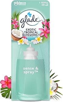 Sense & Spray Air Freshener Refill, Motion Activated Automatic Room Spray and Odour Eliminator for Home, Tropical Blossoms, 8 Refills (8 x 18ml)