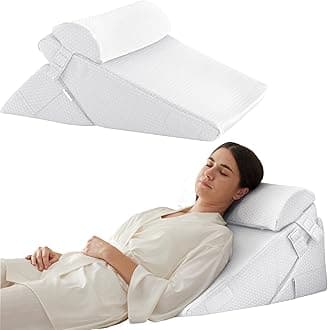 3Pcs Orthopedic Bed Wedge Pillow Set, Foam Wedge Pillow Post Surgery for Back, Leg and Knee Support, Adjustable 9&12 Inch Folding Triangle Pillow for Sleeping, Acid Reflux, Snoring, White