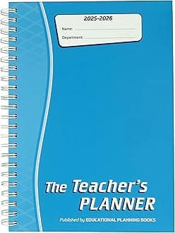 EDUCATIONAL PLANNING BOOKSThe Teachers Planner 2025-26 | (A4, 6 Periods) | Page-a-Day & Undated, with Dedicated Pages for Year Planning, Exams, Marking, Contacts, and more - Turquoise (TP3-T)