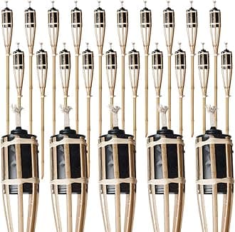Natural Handmade Bamboo Garden Tiki Torch 60cm/90cm/120cm - for use with Parrafin or lamp Oil (60cm, Pack of 25)