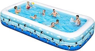 Extra Large Inflatable Pool for Kids Adults, 145" X 74" X 22" Full Size Family Blow Up Pool, Oversized Swimming Pools Above Ground for Backyard Home Garden Lawn Indoor Outdoor (Air Pump Not Included)
