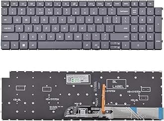 Replacement Keyboard Compatible with Dell Inspiron 15 3510 3511 3515 5510 5515 5518, inspiron 16 7610, Latitude 3520, Vostro 15 3510 3515 3520 3525 7510 with US Layout (Grey, with Backlit)