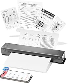 M08F Thermal Printer Bluetooth Portable Wireless Inkless Mobile Printer for Office, Home, Images, Compatible with Phone & Laptop(Gray)