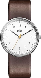 Braun Men's Quartz Three Hand Movement Watch with Analogue Display and Leather Strap, Strap