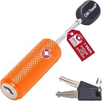 OW-Travel TSA Approved Luggage Locks Suitcase Locks with Keys (1 Pack Orange) Flexible Cable Travel Padlock Bag Small Padlock. Luggage Padlocks for Suitcases. Mini Wire TSA Suitcase Padlocks with Keys
