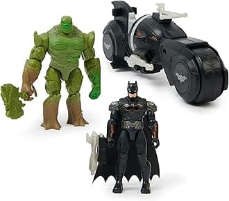 Batman and Swamp Thing Armory Attack Batcycle Set, Exclusive Armored Batman and Swamp Thing Action Figure with Accessories, Kids Toys for Boys and Girls Ages 4 and Up