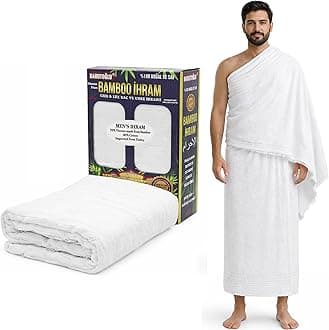 Islamic Men's Ihram Set for Hajj Umrah - 1 Set of 2 Pieces - Ehram Ahram Seam...