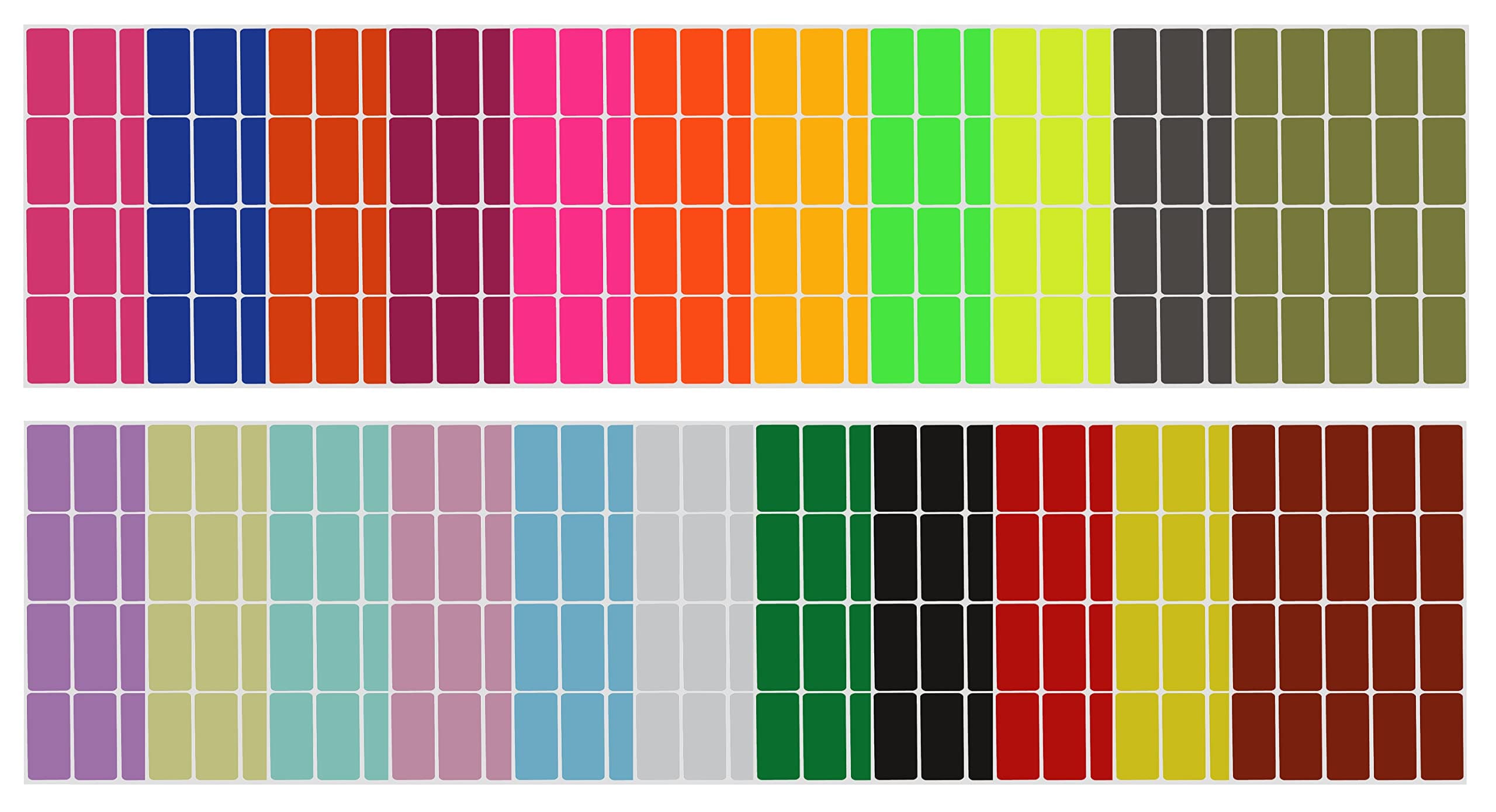 Royal Green Rectangular Label Stickers Adhesive Rectangles in 22 Assorted Colors 40mm x 19mm (1.57 inch x 0.75) Great for Office use - 440 Pack