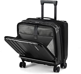 16" Carry on Luggage with 2 Laptop Compartments, Lightweight Hardshell ABS+PC Suitcase with Dual Control TSA Lock, with YKK Zipper, 4 Spinner Silent Wheels, for Business Travel, Black