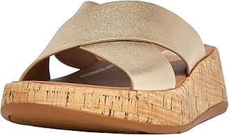 Fitflop Women's F-mode Leather/Cork Flatform Cross SlideFlat Sandal