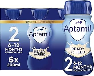 Aptamil 2 Follow On Baby Milk Ready to Use Liquid Formula, 6-12 Months, 6x200 ml