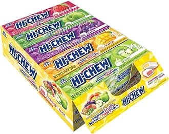 HI-CHEW Variety - Box of 15 Sticks, 1.76oz ea | Unique Fun Soft & Chewy Taffy Candy | Immensely Juicy Exotic Fruit Flavors | Strawberry Green Apple Grape Mango Kiwi
