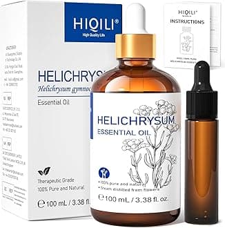 HIQILI Helichrysum Essential Oil, 100% Pure Natural Helichrysum Oil 100ml for Skin, Scars, Diffuser, Relaxation, Bruise - 3.38 Fl Oz